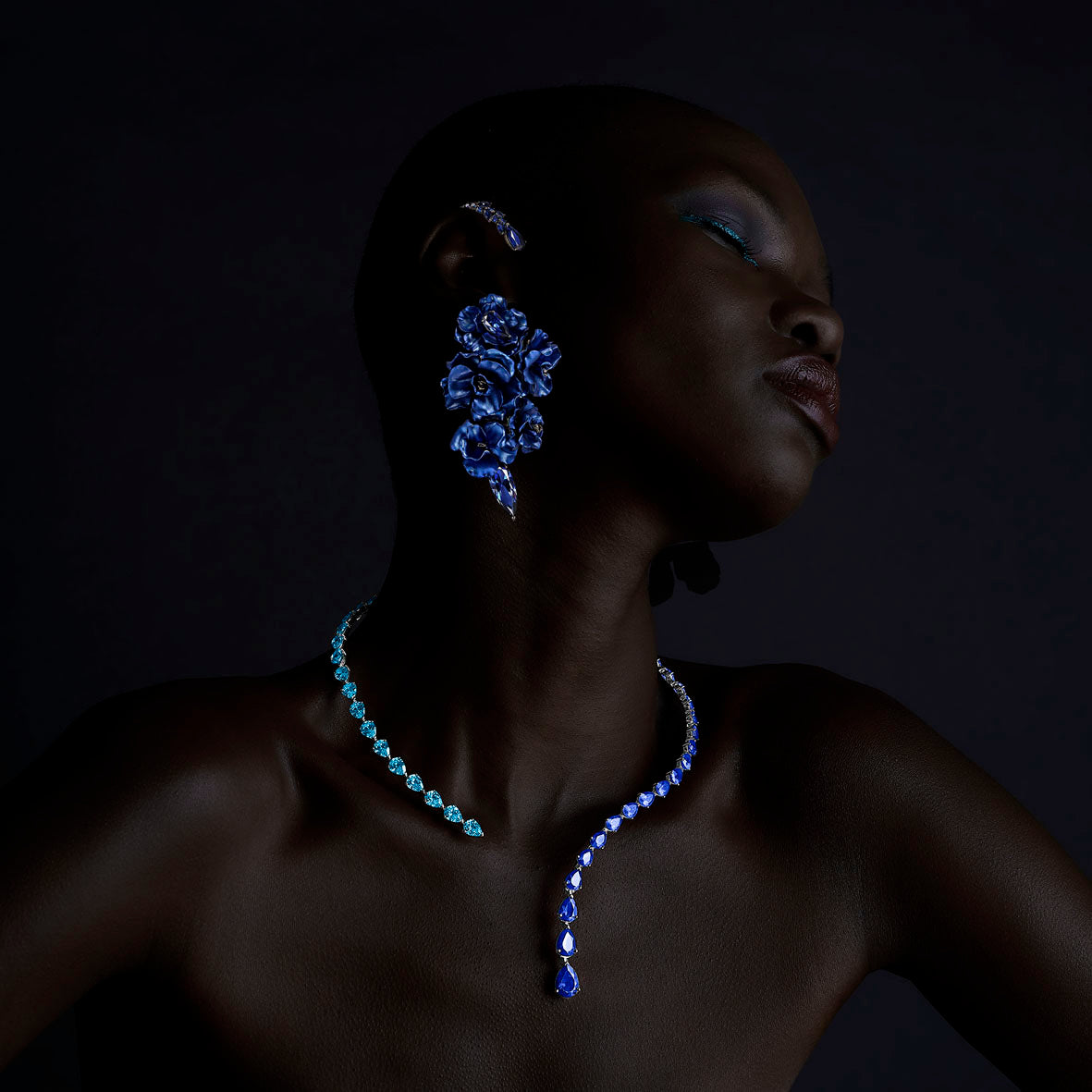 Midnight Camellia Bloom Ear Cuff